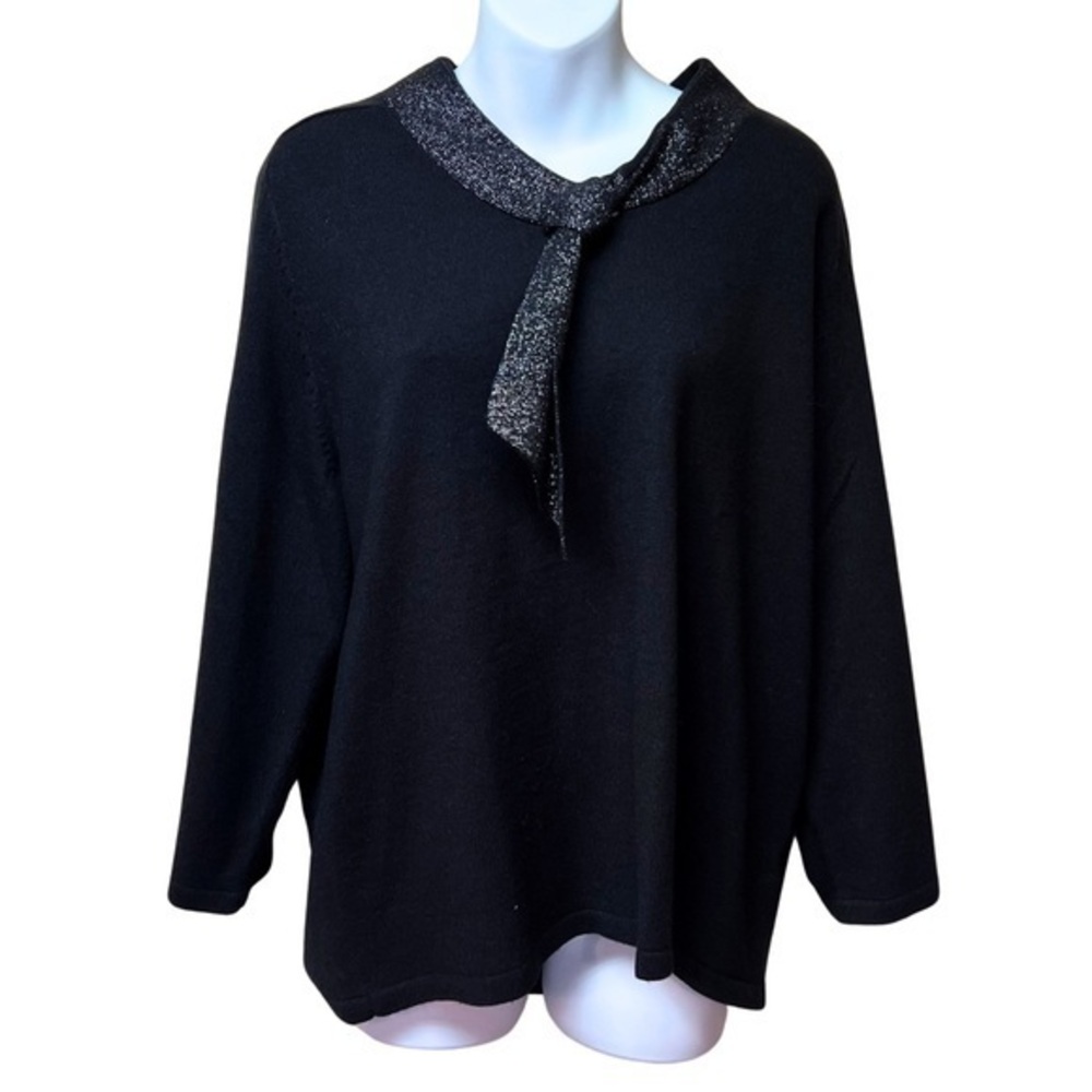 Women’s Alia Large Black Sweater with Glitter Scarf